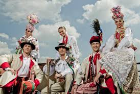 Polish Costumes Men Left To Right Lowicz Podhale And Krakow Folk Costumes Slask Song And Dance Ens Folk Wedding Polish Traditional Costume Polish Folk Art