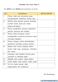 Rancangan pengajaran tahunan pendidikan seni visual psv tahun 1 hingga 6 boleh di muat turun di sini: Unit 2 Tahun 5 Worksheet