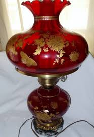 Fenton Gwtw Lamp Ruby Red Glass Gold By Hometowngeneralstore Glass Lamp Cranberry Glass Red Glass