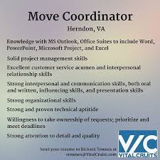 Move Coordinator Opportunity In Herndon Va Email Rtownes Vitalcruits Com Follow Us On Influencing Skills Interpersonal Relationship Skills Management Skills