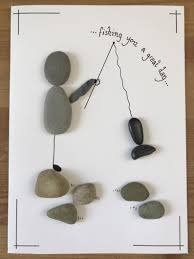 But you wouldn't want something too easy, would you? Fishing Greetings Card Etsy Sea Glass Art Projects Pebble Art Family Fishing Cards