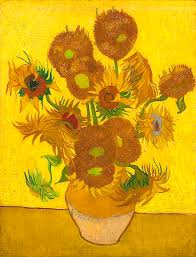 Asters, possibly mixed with marigolds and carnations; Fifteen Sunflowers In A Vase Painting By Vincent Van Gogh