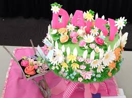 Flower Garden White Fence Farm Birthday Cake For A Little Girl Won 2 Blue Ribbons Made By Kate Farm Birthday Cakes Garden Birthday Cake Birthday Cake Girls