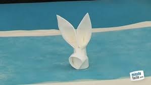 Retournez le pliage obtenu, vous avez en face de vous un losange surmonté de deux tiges de serviette qui formeront les oreilles du lapin. Pliage De Serviette En Lapin Minutefacile Com