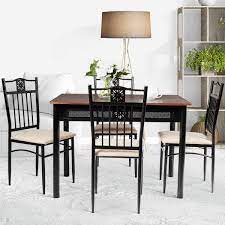 Whether you'd like to furnish a fun family restaurant with convenient swivel metal chairs, add fully upholstered chairs to a fine dining establishment, or create a comfortable club atmosphere with lounge chairs, you'll enjoy the quality, convenience, and exceptional. Buy Tangkula 5 Piece Dining Table And Chairs Set Vintage Retro Wood Top Metal Frame Padded Seat Dining Table Set Home Kitchen Dining Room Furniture Online In Indonesia B07jmv6nl1