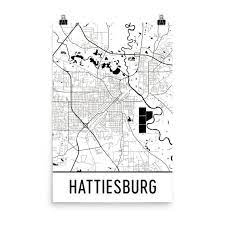 Hattiesburg Map Hattiesburg Art Hattiesburg Print Etsy City Map Art Hattiesburg Map Art Print