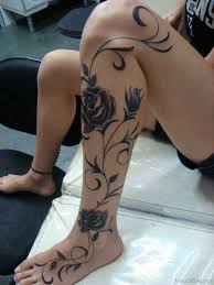 Wolf rose on thigh tattoo. 36 Fancy Rose Tattoos On Leg