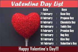 A rose for my rose! Valentine Week List 2021 Date Sheet Schedule Days Rose Kiss Propose Chocolate Teddy Promise Hug V Day