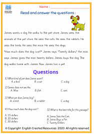 Short comprehension passage for grade 2. Reading Comprehension Grade 2