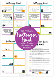 Print out your treasure hunt clues then hide the clues in. Halloween Hunt Free Printable Picklebums