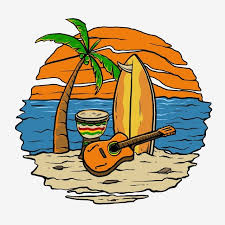 Vector exotic tropical hawaiian summer. Guitar And Surfing Board In The Sun Set Of Beach Vector Illustration Beach Clipart Beach Sunset Png Transparent Clipart Image And Psd File For Free Download Vector Illustration Beach Drawing Illustration