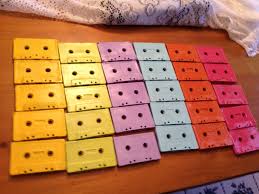 Buy Old Cassette Tapes And Spray Paint Them To Use For Decorations Cassette Tape Crafts Spray Paint Crafts 80s Decor