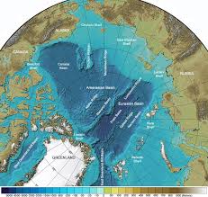 arctic ocean seafloor map depth shelves basins ridges