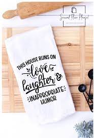 Tea Towel Funny Kitchen Towel Love Laughter And Inappropriate Image 7 Tea Towel Gift Funny Tea Towels Dish Towels