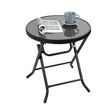 Riverbrook espresso brown round steel glass top outdoor patio side table. 24 Patio Side Tables Ideas