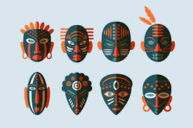 8 African Masks Flat Icons Masks Art African Masks Tribal Art