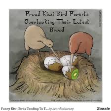 Funny Kiwi Birds Tending To Their Fruit Poster Zazzle Com In 2021 Kiwi Bird Funny Birds Cartoon Birds
