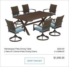 7 Piece Patio Set With 6 Swivel Chairs And Rectangle Table And Blue Cushions Furniture Blue Cushions Patio Table