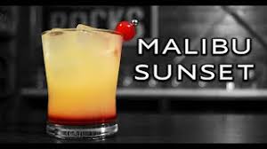 Maraschino cherries, malibu rum, grenadine, pineapple juice, pineapple. Malibu Sunset Malibu Rum Cocktail Booze On The Rocks Youtube