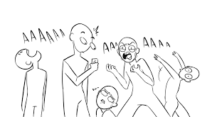 Mia Looking At The Phone Wacky Crying Alex Throwing His Arms Up Sketch Is The One That Looks Angry And The Left Drawing Meme Drawing Base Drawing Reference