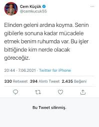 Resimleri yüklemek için sürükle ve bırak seçeneği ile. Cem Kucuk Elinden Geleni Ardina Koyma Dedigi Tweetini Sedat Peker Retweetledikten Sonra Sonra Sildi