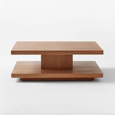Nice coffee table for small space. Cb2 Pila Wood Tiered Coffee Table Lazysuzy