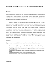 Tentunya, jurnal tidak sesempit laporan saja. Contoh Penulisan Jurnal Refleksi Praktikum
