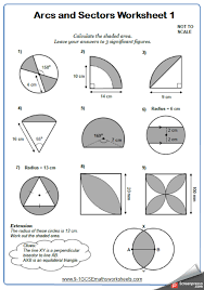 Similarly below, the arc length is half the circumference, and the area id half the total circle. Arc Lengths And Area Of Sectors Geometry Worksheets Math Formulas Algebra Equations