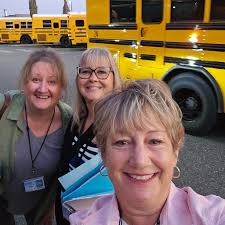 Staff members getting in