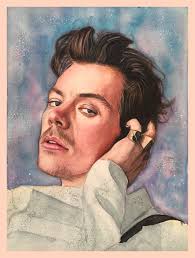 Harry Styles Watercolor Painting Harry Styles Drawing Harry Styles Poster One Direction Art