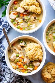 Chicken Pot Pie Soup With Low Carb Biscuits Paleo Keto Option Recipe Chicken Pot Pie Soup Chicken Pot Pie Recipes Paleo Chicken Pot Pie