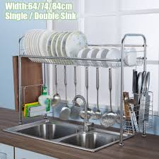 Practical and durable, this dish rack fits neatly around your kitchen sink for an organized drying system. Over The Sink Dish Drain Rack Dishes Drying Shelf Dish Rack For Single Double Sink Dish Rack For Home Kitchen Walmart Com Walmart Com