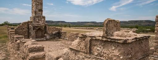The remnants of Fort Lancaster today, highlighting the open, unfortified nature of the outpost., AI generated