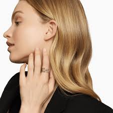 David Yurman Petite Helena Wrap Three Row Ring in Sterling Silver with 18K Yellow Gold and Diamonds, 12mm