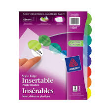 Index tab printing tips and instructions are available for download as well. Avery Style Edge Plastic Insertable Dividers Multi Color 8 Tabs Set 11201