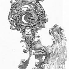 I Small Drawing Of A Moon I Did Last Year Really Exploring The Rococo Perhaps Baroque Design With This One Pencil On Paper Small Drawings Baroque Design Art