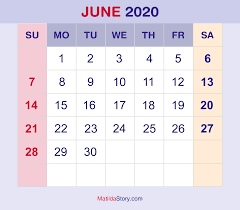Gregorian calendar was invented in june month itself by pope gregory xiii, whose birthday month is also june. June 2020 Monthly Calendar Monthly Planner Printable Free Sunday Start Matildastory Com