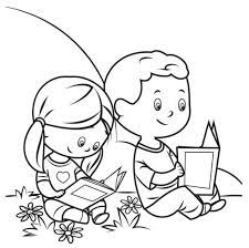 Dois Meninos Lendo Para Colorir Imprimir E Desenhar Colorir Me