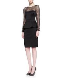 David Meister Long Sleeve Peplum Cocktail Dress Dresses Peplum Fashion