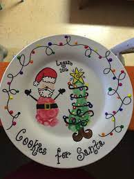 Cookies For Santa Plate With Footprint Art Cookies For Santa Plate Christmas Plates Homemade Christmas Gifts