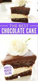 Chocolate Cake With Ganache And Vanilla Mousse Filling Mirlandra S Kitchen Recipe Cake Filling Recipes Chocolate Filling For Cake Chocolate Cake Mix Recipes