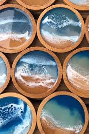 Beach themed coasters resin coasters coastal living | etsy new listing set of 4 round beach themed resin coasters, made with 4 colors of opaque alcohol ink, sand, beach glass,pebbles and real starfish. Pin On Beach Coasters