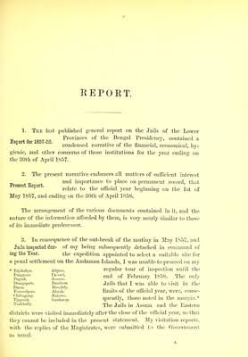 Report on the jails of the lower provinces of the Bengal Presidency, for 1857-58 / by Fred. J. Mouat. | Wellcome Collection