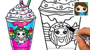 Coloring cute coloring sheets to print out free printable for. How To Draw A Starbucks Unicorn Frappuccino Cute Drawings Cute Coloring Pages Kawaii Drawings