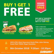 Panierujemy je, smażymy i grillujemy. Subway Kuala Pilah Opening Sale Buy 1 Get 1 Free 8 October 2018
