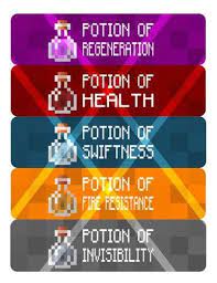 Mine Party Potion Labels Water Bottle Labels Digital File Potion Potion Labels Minecraft Party Minecraft Birthday Party