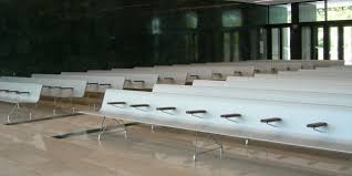 San Jose Funeral House In Spain With Aero Aluminium Bench Designed By Lievore Altherr Molina Installed By Modern Library Furniture House Round Folding Table