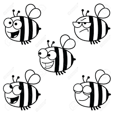 Vector illustrations character bee carries honey bucket. Black And White Cartoon Illustration Of A Set Of Bees In Various Royalty Free Cliparts Vectors And Stock Illustration Image 18680838