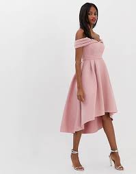 Fino al −70% tanti stili diversi » acquista ora! Asos Vestito Midi Da Cerimonia Con Scollo Bardot Spalle Scoperte E Schiena Asimmetrica Asos