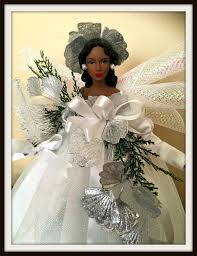 Black Angel Christmas Tree Topper Angel Tree Topper African American Silver Snow Queen Black Angel Treetop Christmas Tree Dress Christmas Centerpieces Tree Toppers